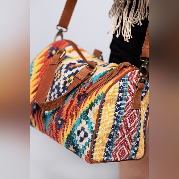 Handmade Boho Chic Boston Bag / Satchel - Navajo Aztec Inspired Design - Picture 15 of 15